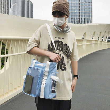 japanese minority design transparent college style fashion all match good looking large capacity crossbody bag