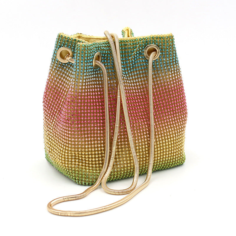 net red rainbow bucket diamond bag