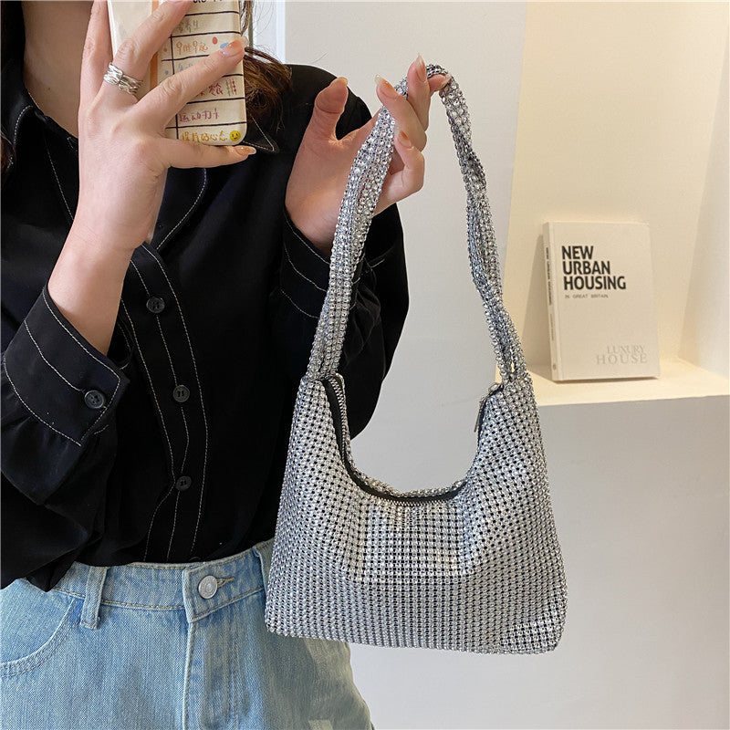 womens diamond inlaid portable bucket bag