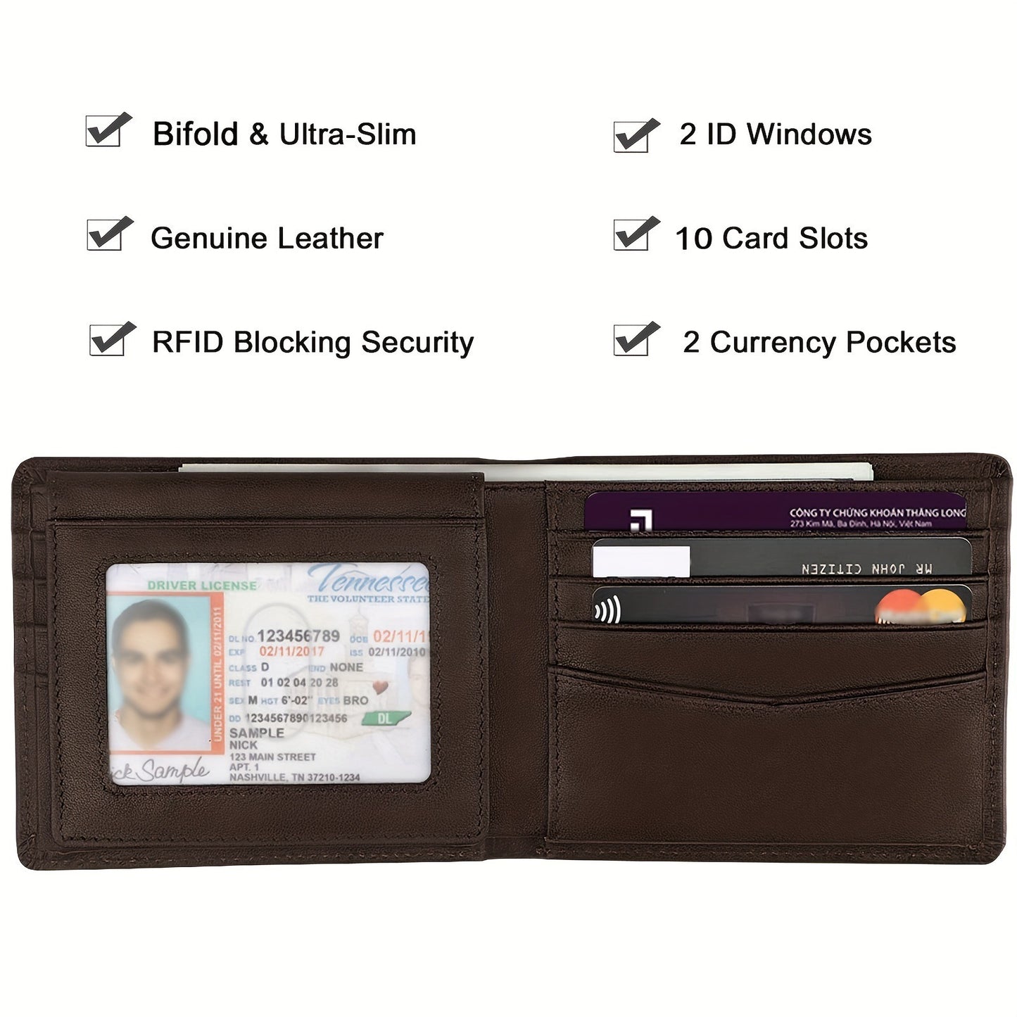 anti theft swiping texture multiple card slots three fold wallet