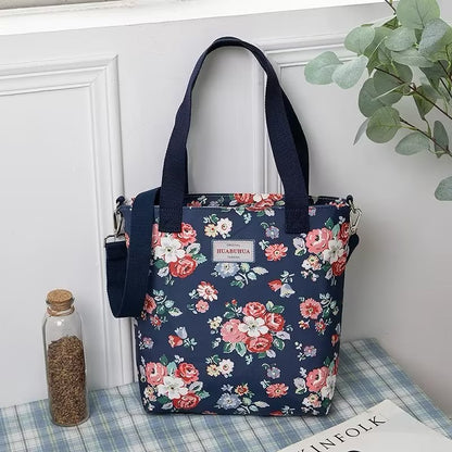 versatile large capacity floral canvas crossbody shoulder bag