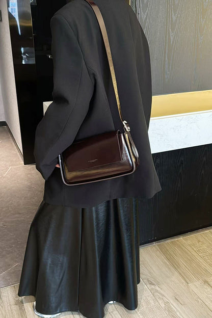 fashion winter all matching oil wax leather shoulder underarm bag