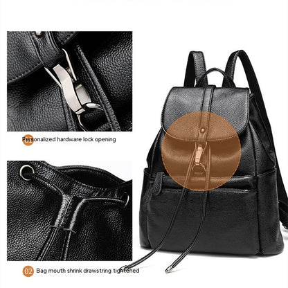 womens fashion cattlehide leather soft leather casual all matching genuine leather backpack