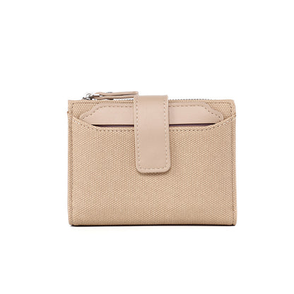womens short solid color leather wallet