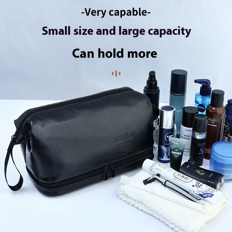 pu mens toiletry bag british style good looking double layer large capacity