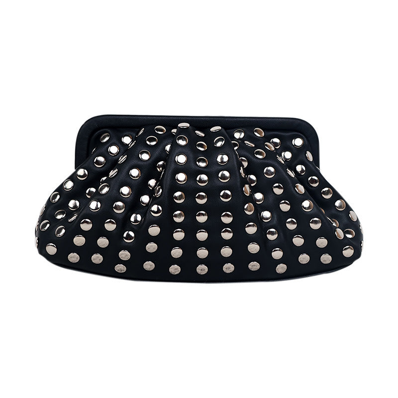 Punk Shell Retro Easy Matching Female Genuine Leather Clutch Bag