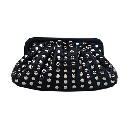 Punk Shell Retro Easy Matching Female Genuine Leather Clutch Bag