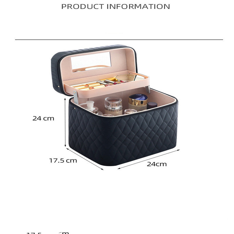 large capacity korean style portable cosmetics storage box travel wash cosmetic case