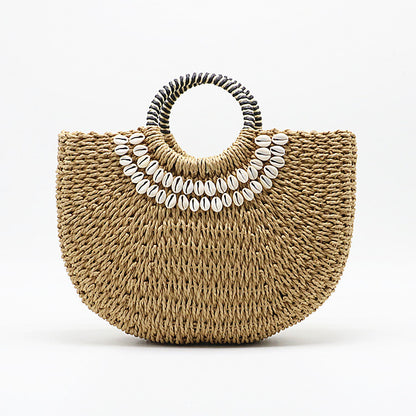 New Shell Moon Bag Straw Woven Bag