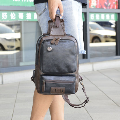 mens pu fashion chest large capacity shoulder messenger bag