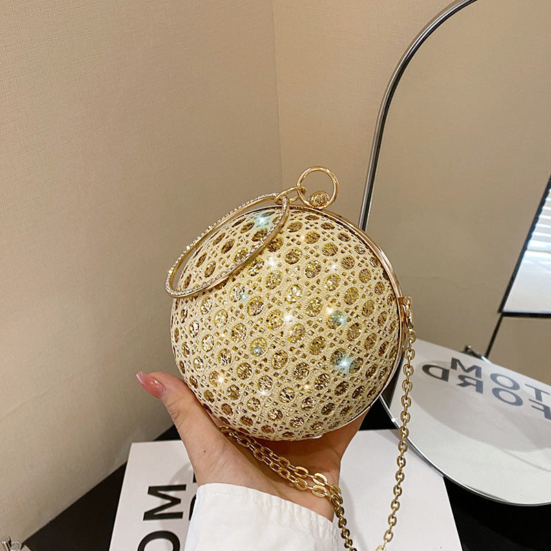 diamond retro shoulder bag womens crossbody chain ball small round bag