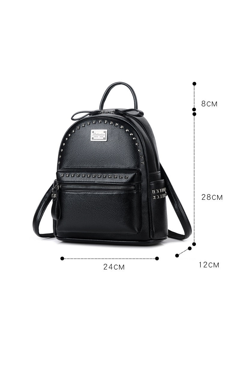 new pu campus schoolbag female student casual backpack tide studded backpack