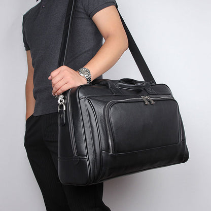 new leather business briefcase first layer cowhide mens bag nappa leather 17 inch laptop bag