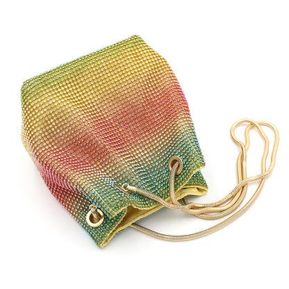 net red rainbow bucket diamond bag