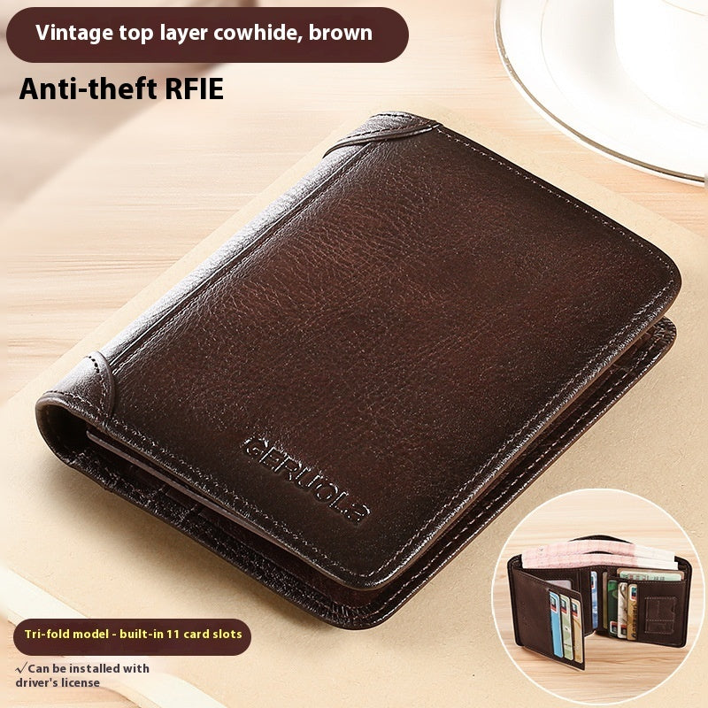 genuine leather anti theft swiping ultra thin cheng e wallet