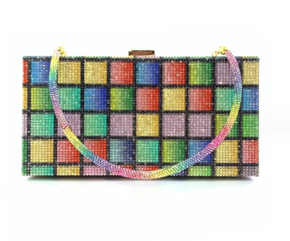 hot diamond rainbow bag womens dinner handheld bag