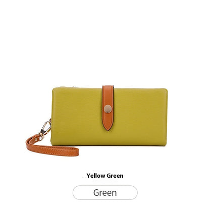 womens wallet contrast color hasp long zipper multi functional simple fashion clutch