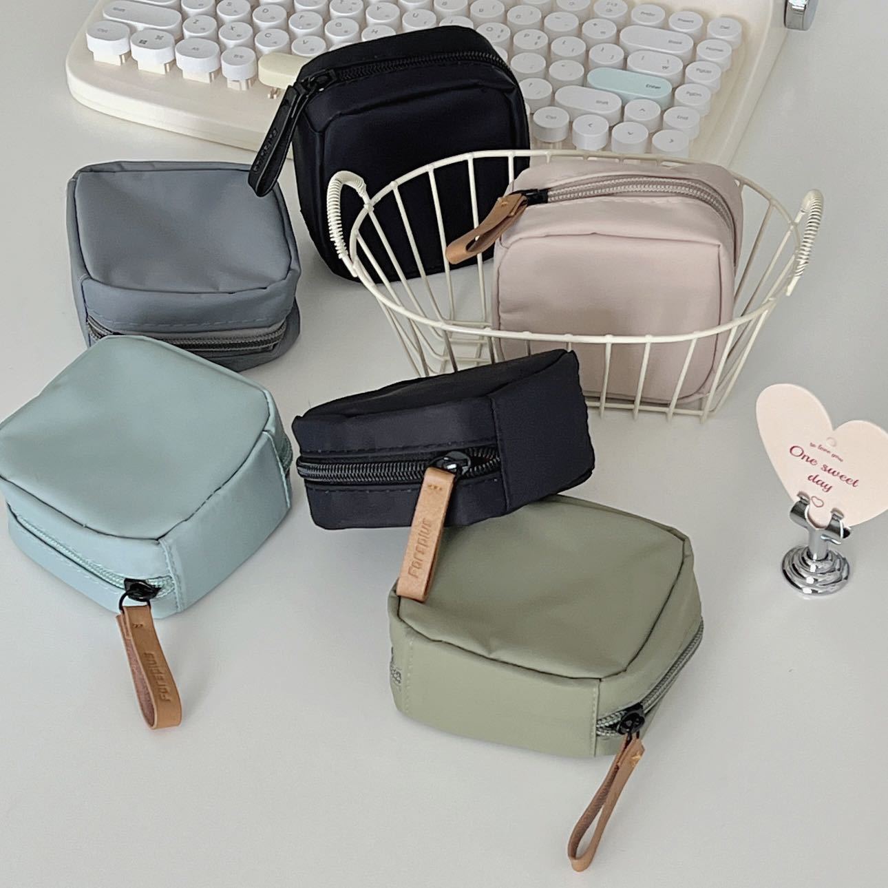 mini lipstick minority simple japanese solid color nylon storage bag