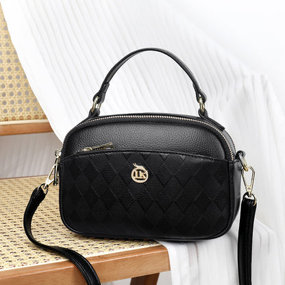 womens handbag multi layer large capacity soft leather embossed shoulder messenger bag womens bag fashion