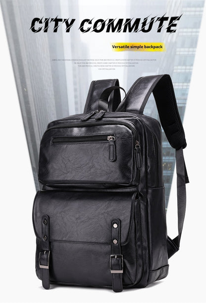high end leather texture business large capacity backpack