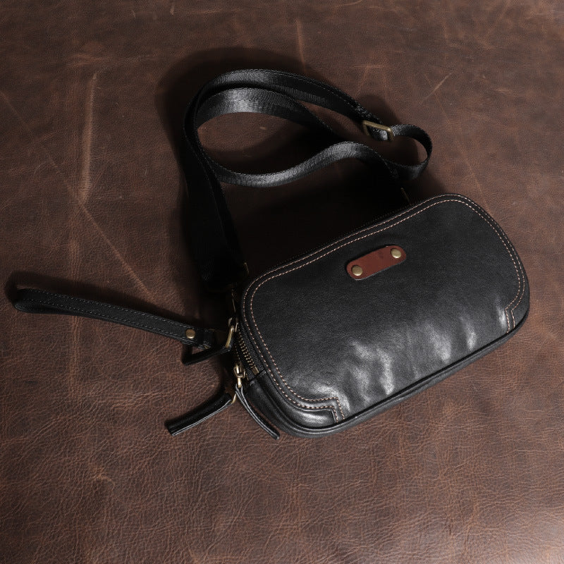 mens multi functional small bag cowhide fanny pack one shoulder cross body