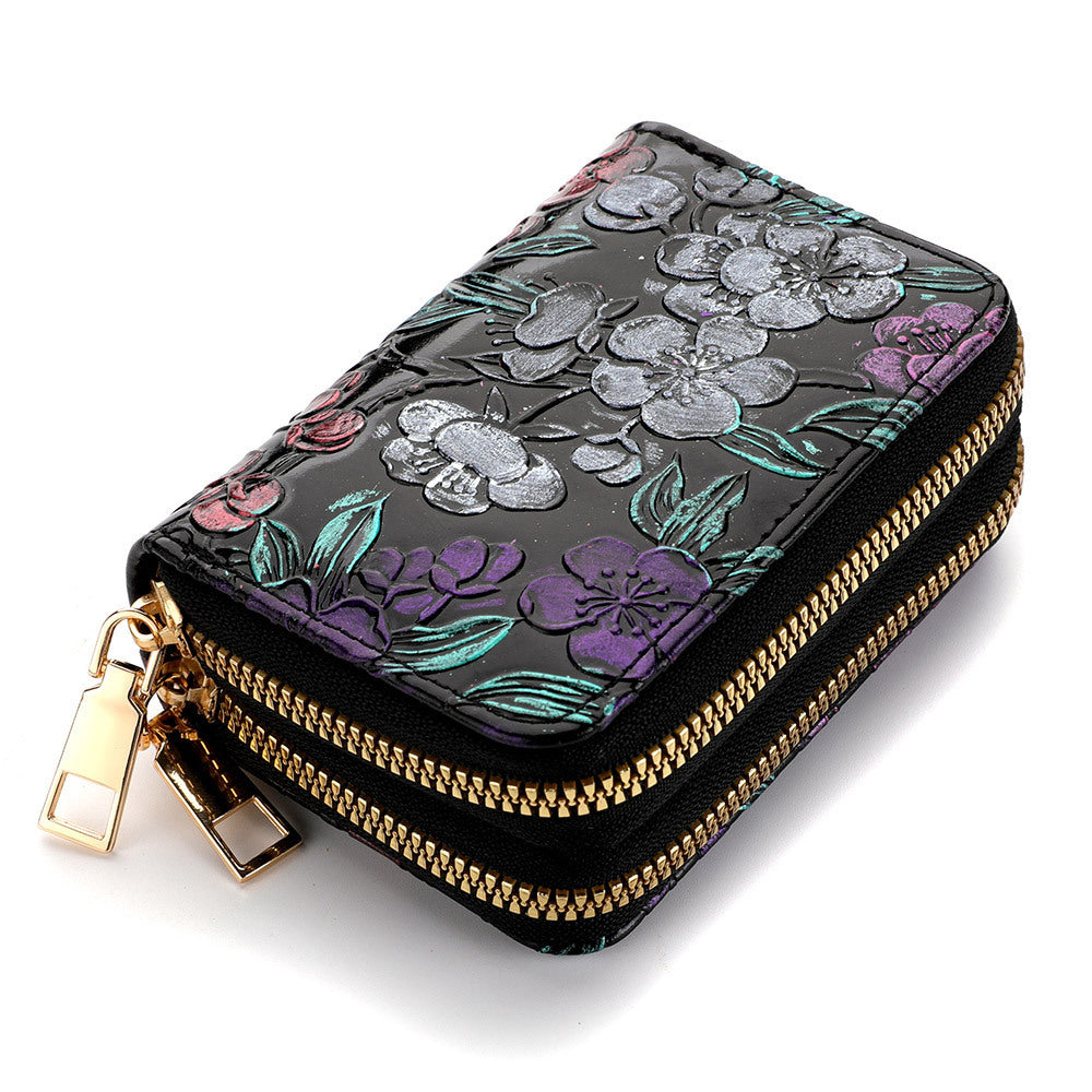 womens multiple card slots hand painted wallet double layer