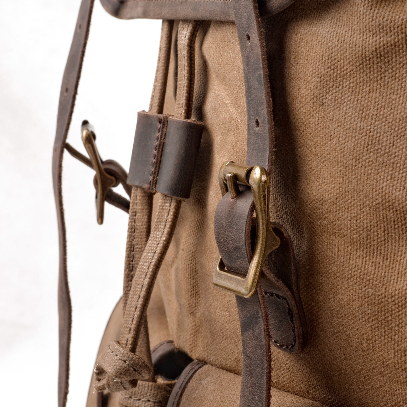 travel backpack canvas stitching crazy horse leather