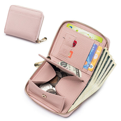 womens leather multi functional short wallet