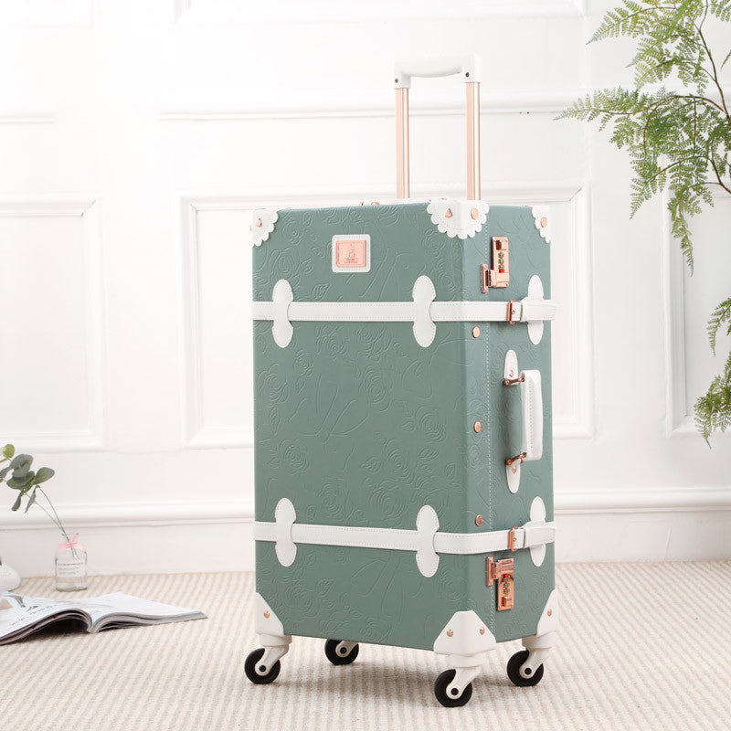 retro ladies luggage trolley suitcase