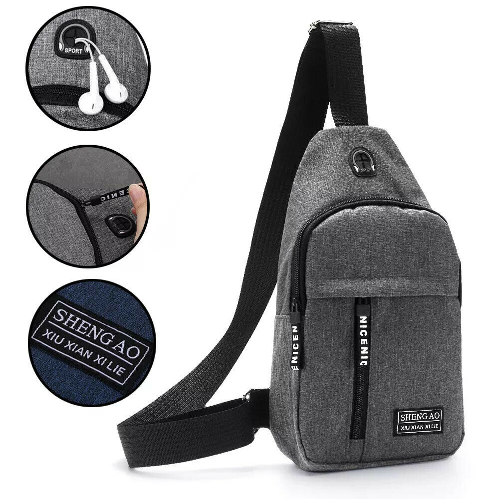 mens sling bag cross body handbag chest bag shoulder pack sports travel backpack gray