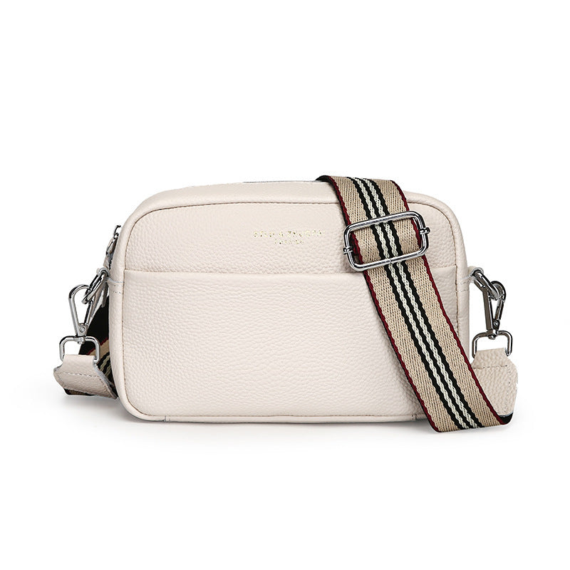 fashion simple shoulder messenger bag top layer cowhide small square bag