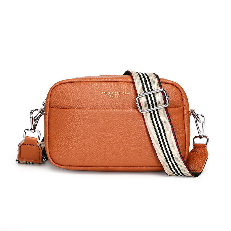 fashion simple shoulder messenger bag top layer cowhide small square bag