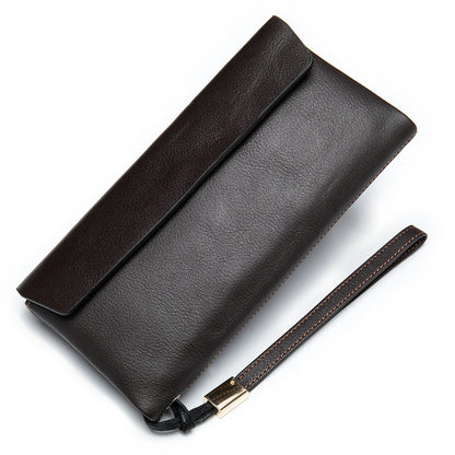 soft leather wallet korean style top layer cowhide womens mid length