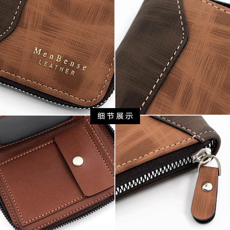 frosted mens short chain wallet vertical coin purse card holder