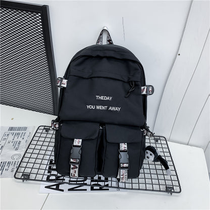 backpack female new korean style fashion brand college style schoolbag male college student leisure simple backpack