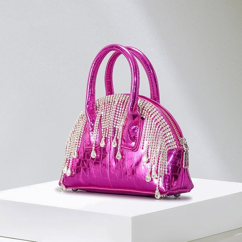fashion shiny surface chain shoulder messenger bag