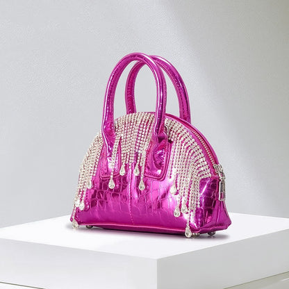 fashion shiny surface chain shoulder messenger bag