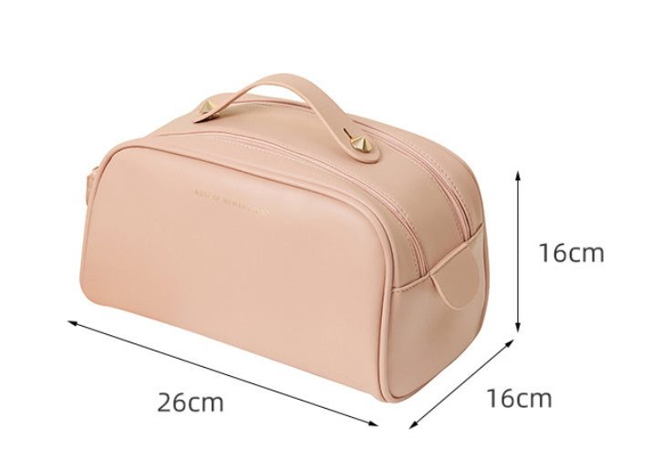 fashion double zipper pillow cosmetic bag