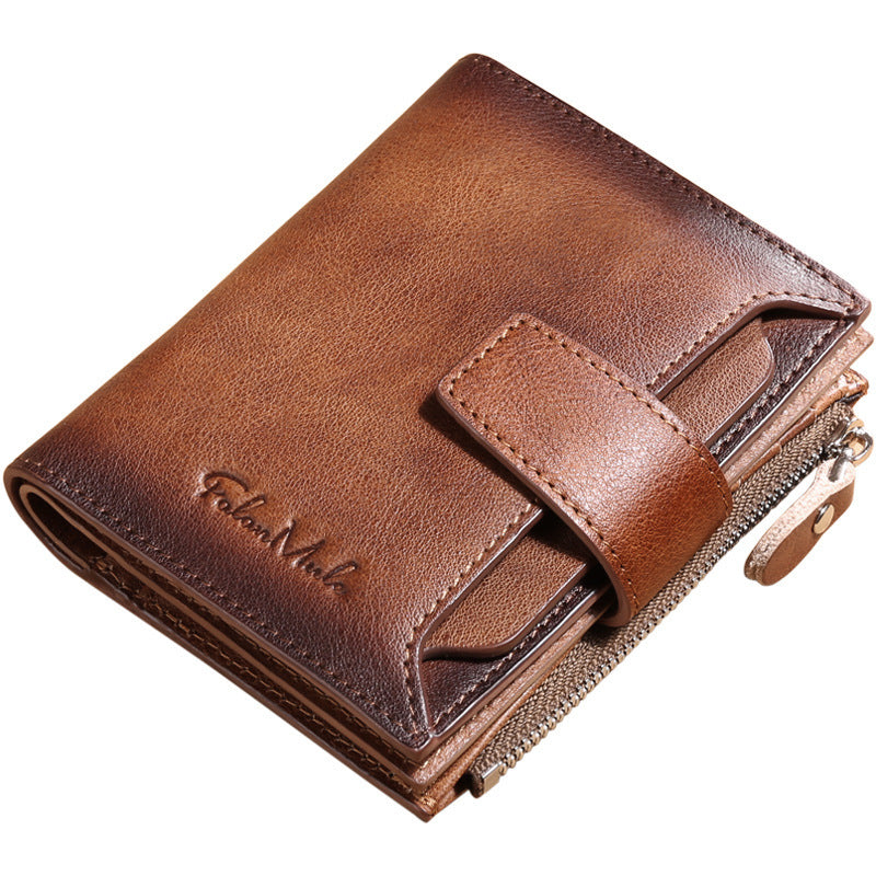 mens short leather fashion casual wallet