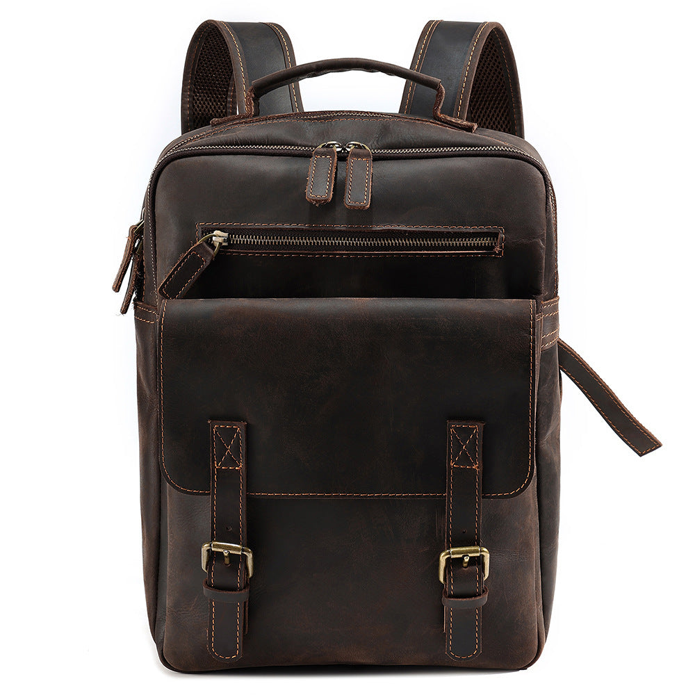 backpack retro crazy horse leather men