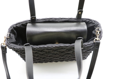 ladies rattan bag black beach weave