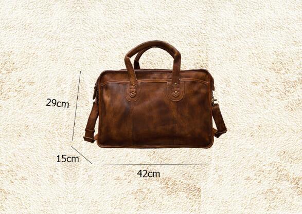 mens vintage first layer leather travel briefcase