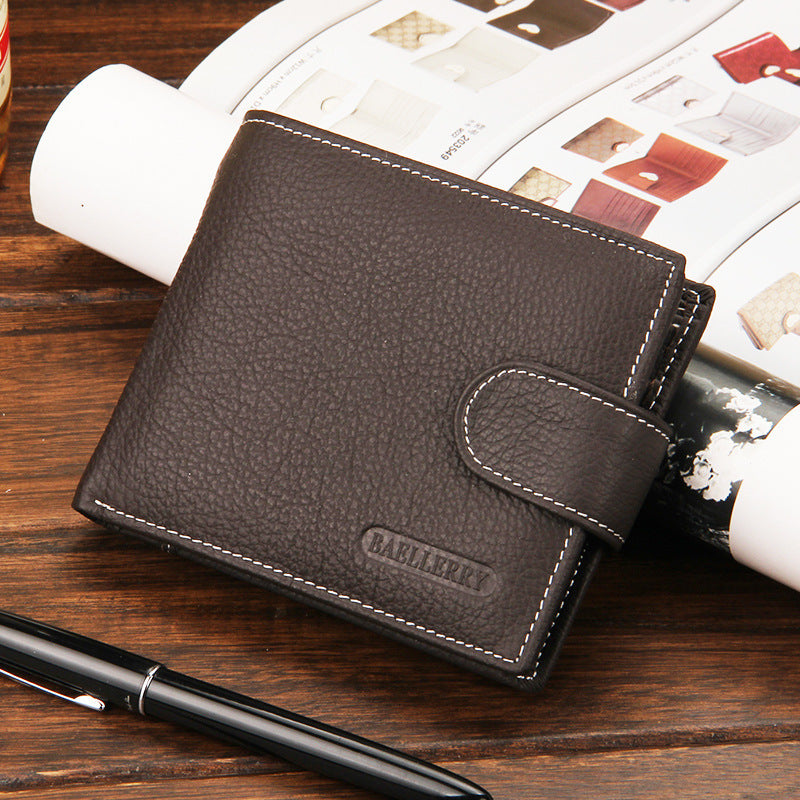 men wallet short retro buckle multifunctional