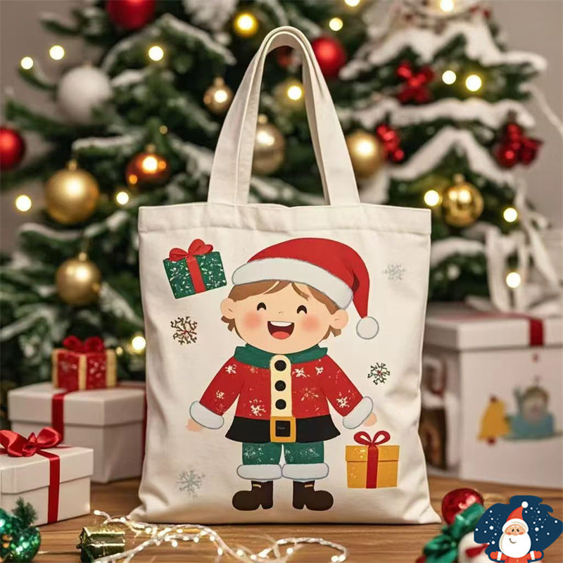 santa claus gift christmas eve portable canvas bag