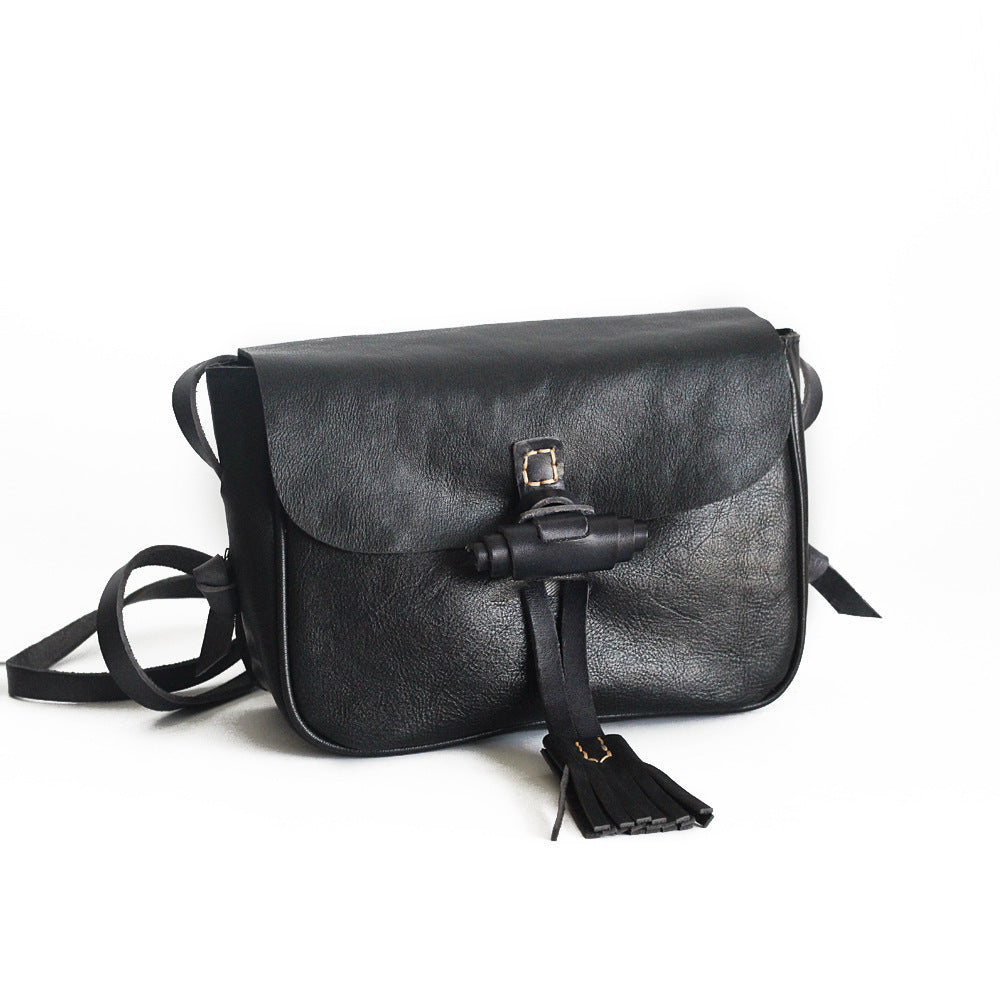 new style tassel female retro hand polished leather bag