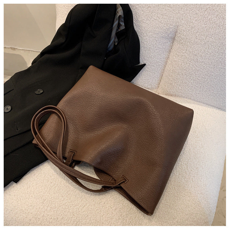 all match casual soft leather large capacity shoulder bag