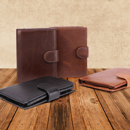 new leather wallet for man retro crazy horse leather casual short wallet