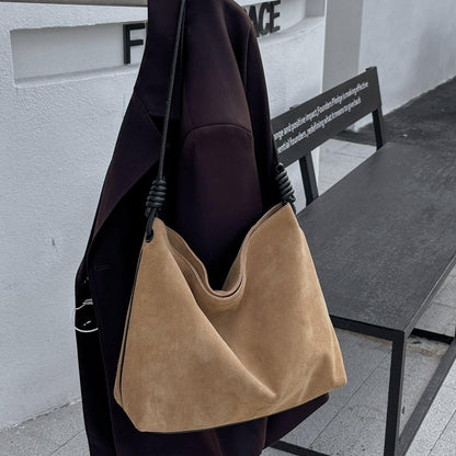Luxury Vintage Suede Leather Large-Capacity Shoulder Bag