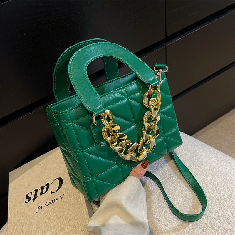 womens korean style fashion thick chain rhombus handbag