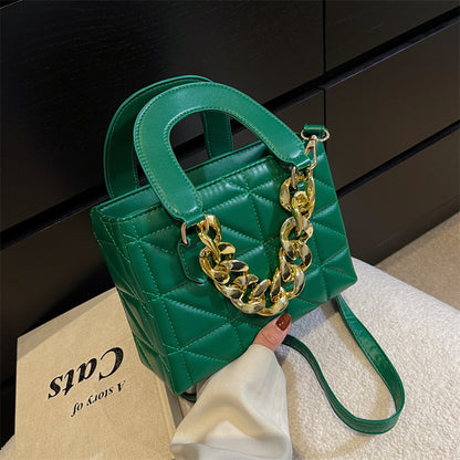 womens korean style fashion thick chain rhombus handbag